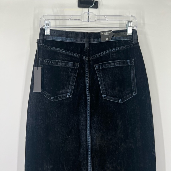 Blank NYC Black Velvet Denim Maxi Pencil Midi Skirt with Slit NWT - Picture 6 of 9